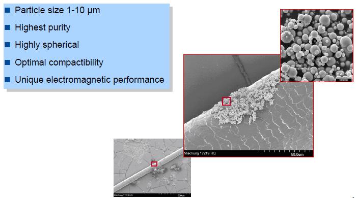 圖:顯微鏡下的圖片——頭發上的羰基鐵粉