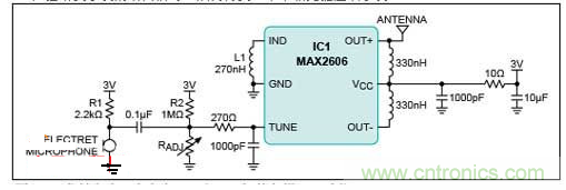 FM發射電路配合麥克風,實現手機的免提通話功能。