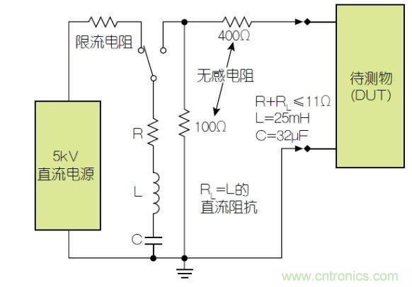 除顫器測試配置(注意較大電容)。