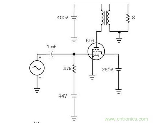 五極管(a)能輸出比三極管(b)大得多的功率,但采用升壓三極管配置除外(c)